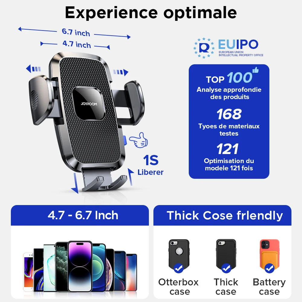 Joyroom 360° Car Phone Holder Mount – Dashboard, Air Vent & Curved Rod (JR-ZS259)
