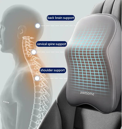 Memory Foam Car Lumbar & Neck Pillow – Universal Back Support Cushion