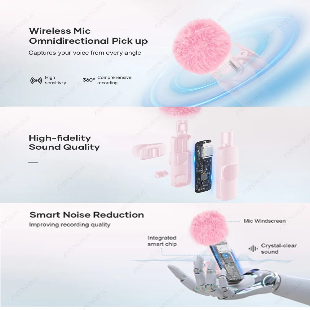 Wireless Lavalier Microphone – Mini Mic for iPhone, Android & PC