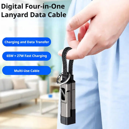 4-in-1 Keychain Charging Cable with LED Display – USB-C Fast Charge