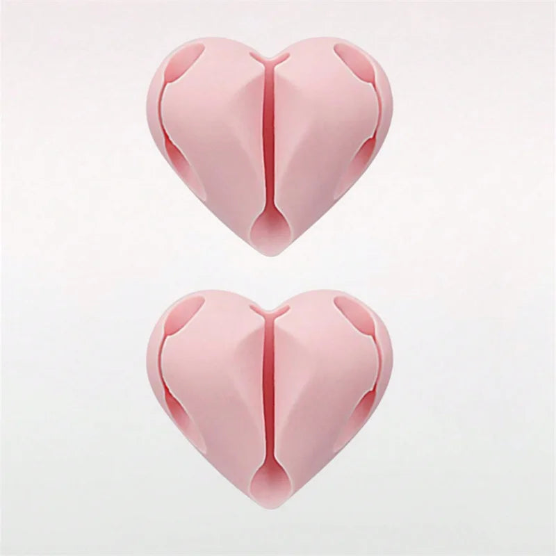 Heart-Shaped Cable Winder & Clip – Cord Organiser (2/4 Pack)