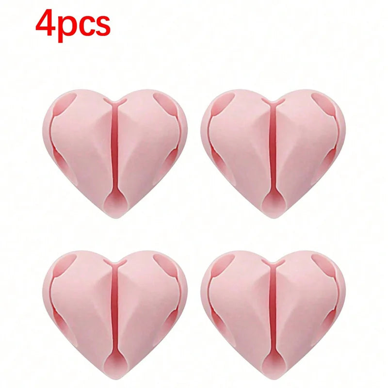 Heart-Shaped Cable Winder & Clip – Cord Organiser (2/4 Pack)