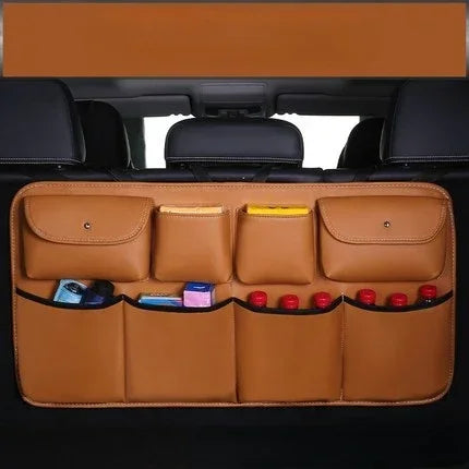 PU Leather Car Rear Seat Back Storage Bag High Quality Car Trunk Organizer Auto Stowing Tidying Interior Accessories Universal