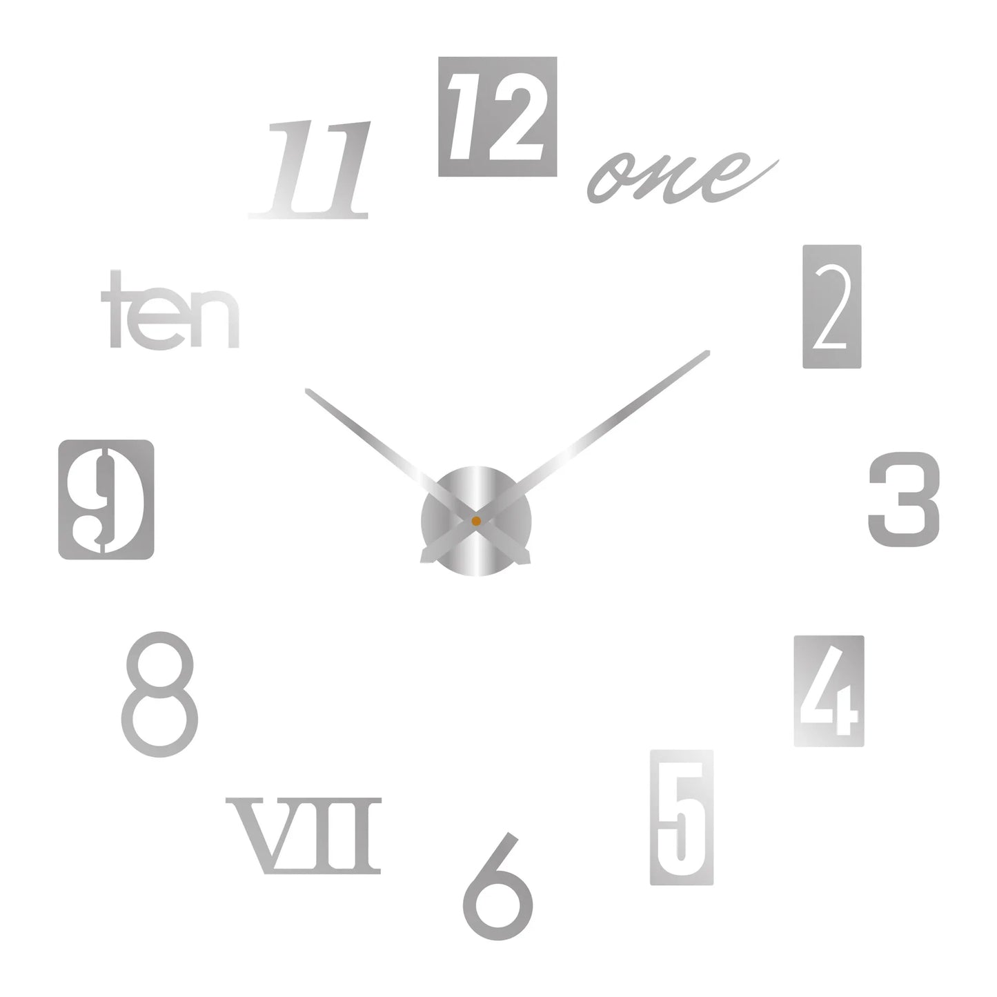 Large Roman Numeral Acrylic Mirror Wall Clock – DIY 3D Sticker