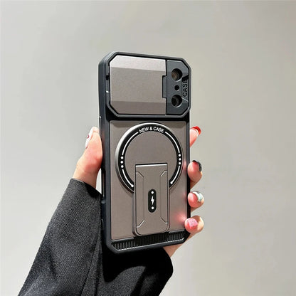 Bracket Holder Lens Protection For Magsafe Case For iPhone 17 16 13 15 14 11 12 Pro Max Plus 16e Shockproof Cases For iPhone Air
