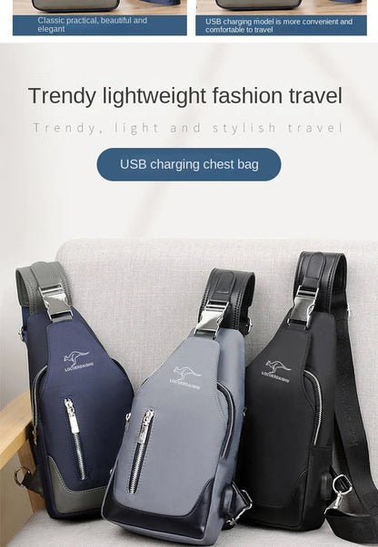 Men's Chest Bag New Fashion Korean Style Casual Sports Water Proof Oxford Chest Crossbody Bags for Men Shoulder Messenger Bag