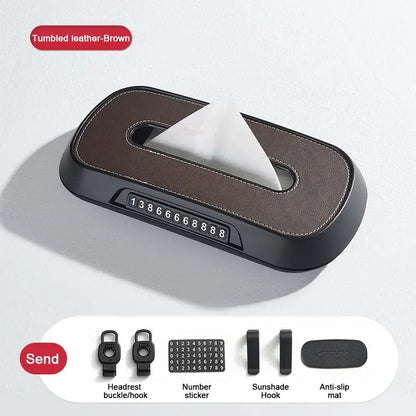 Leather Car Tissue Box – Sun Visor & Seat-Back Holder