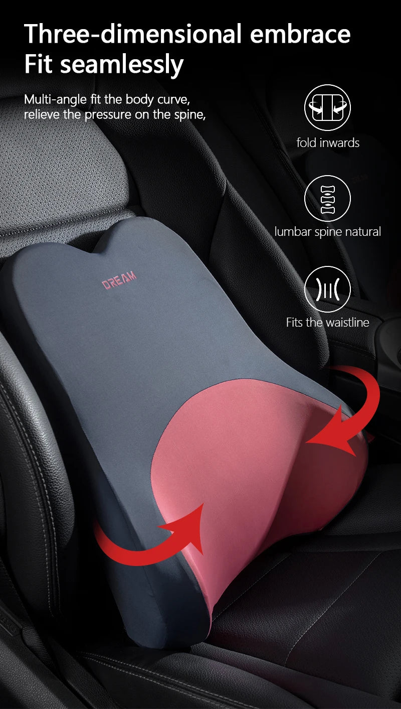 3D Memory Foam Car Headrest & Lumbar Support Pillow