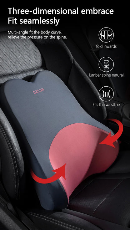 3D Memory Foam Car Headrest & Lumbar Support Pillow