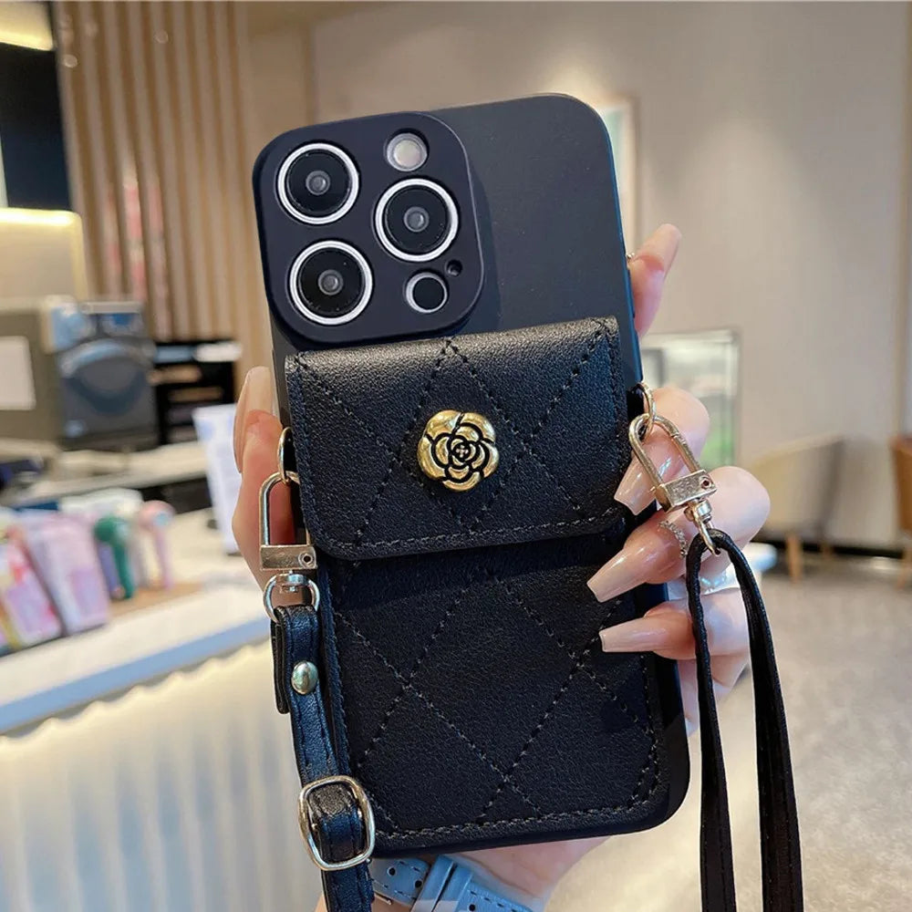 Xiaomi Redmi Crossbody Lanyard Wallet Case – Flower Card Holder Cover