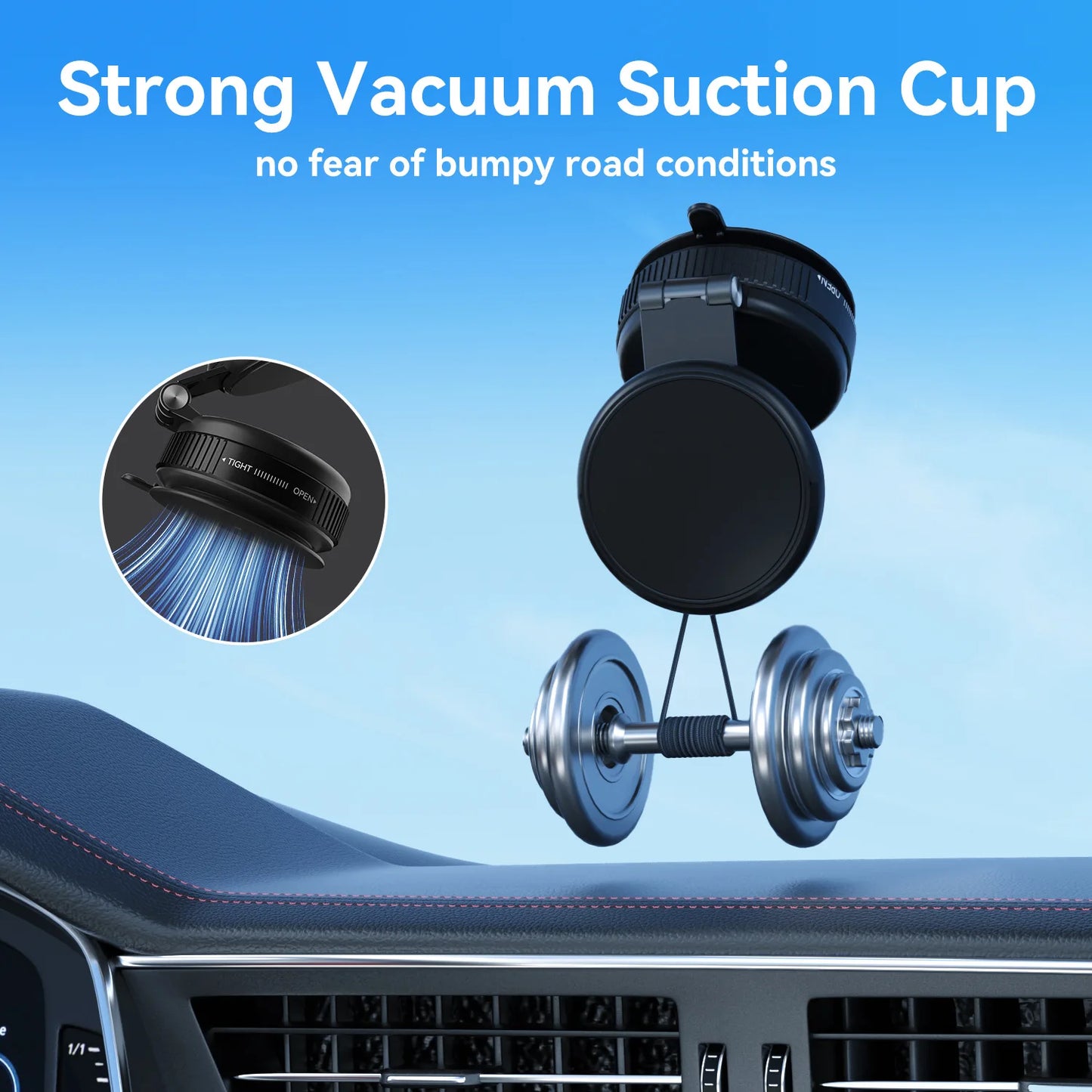 Magnetic Dashboard Phone Holder – Foldable & Extendable with Vacuum Suction