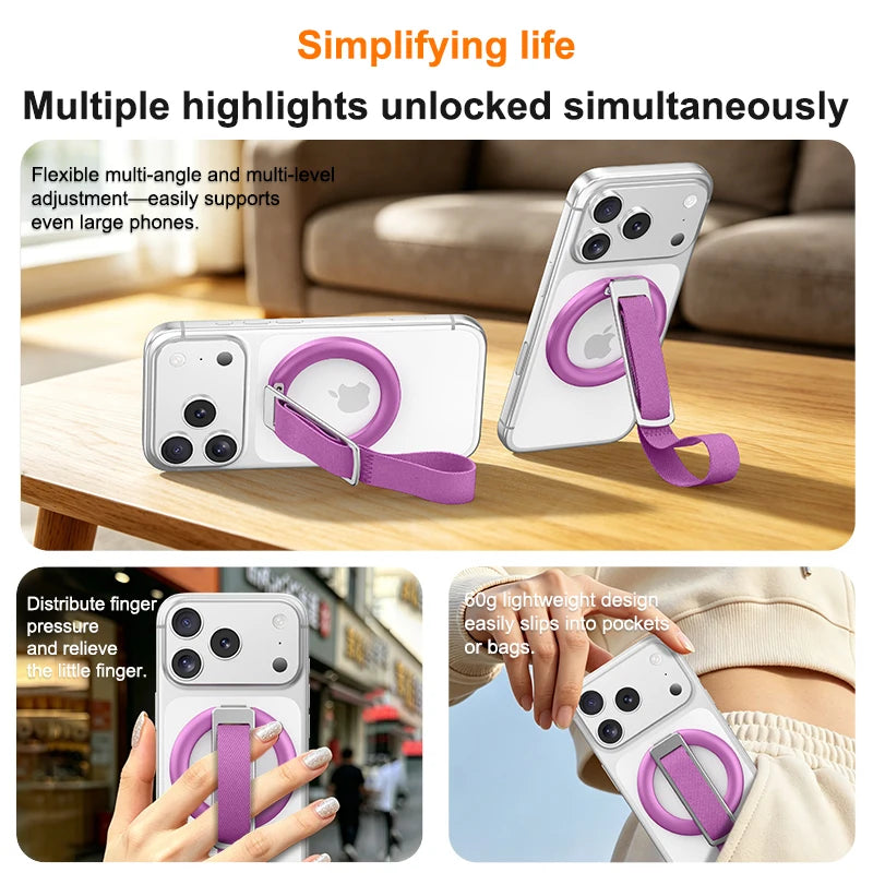 Magnetic Wrist Strap Phone Holder with 360° Ring Stand