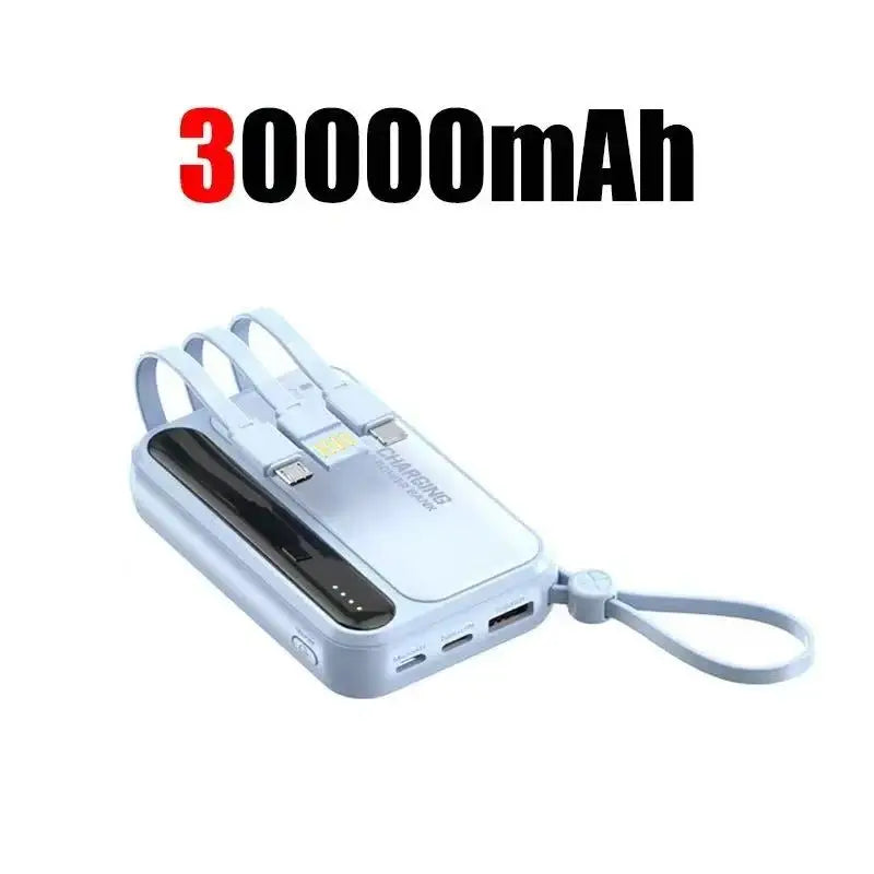 2026 500000mAh 4-in-1 Power Bank With Large Capacity Built-in Cable Digital Display Light Portable And Multifunctional Battery
