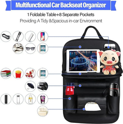 Car Seat Back Organiser with Foldable Tray