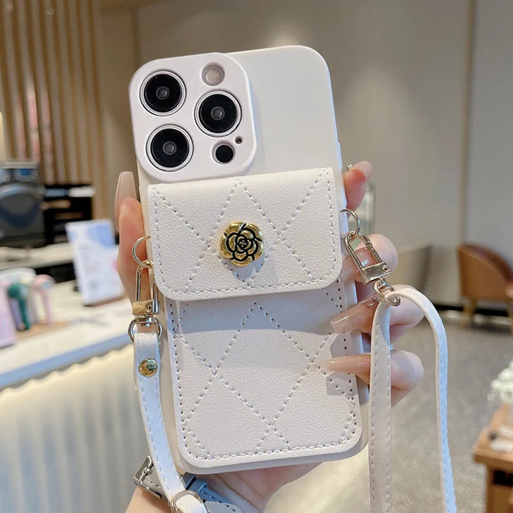 Xiaomi Redmi Crossbody Lanyard Wallet Case – Flower Card Holder Cover