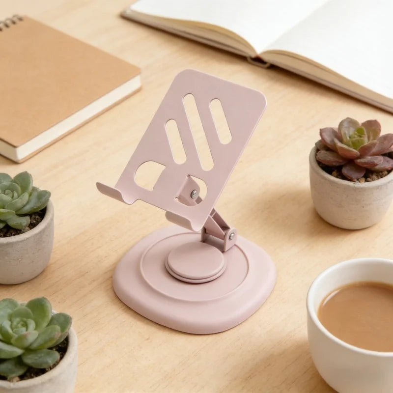 Cell Phone Stand for Desk - [360° Rotation] Sturdy Adjustable Desktop Phone Holder, Foldable Mobile Stand, for Smartphone