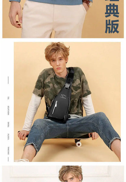 Men's Chest Bag New Fashion Korean Style Casual Sports Water Proof Oxford Chest Crossbody Bags for Men Shoulder Messenger Bag