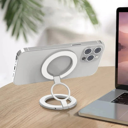 Foldable Magnetic Phone Stand – 360° MagSafe Holder for Desk & Car