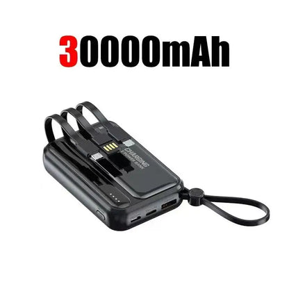 2026 500000mAh 4-in-1 Power Bank With Large Capacity Built-in Cable Digital Display Light Portable And Multifunctional Battery