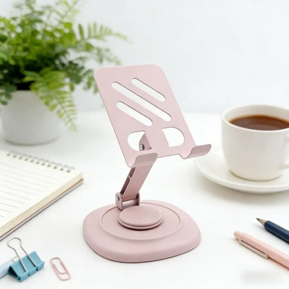 Cell Phone Stand for Desk - [360° Rotation] Sturdy Adjustable Desktop Phone Holder, Foldable Mobile Stand, for Smartphone