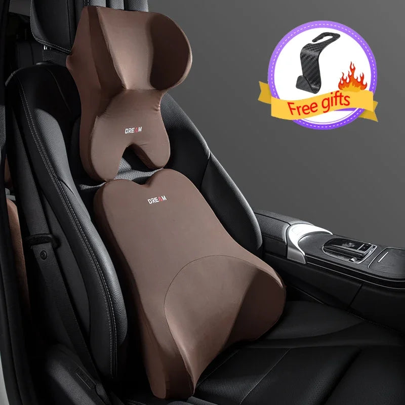 3D Memory Foam Car Headrest & Lumbar Support Pillow