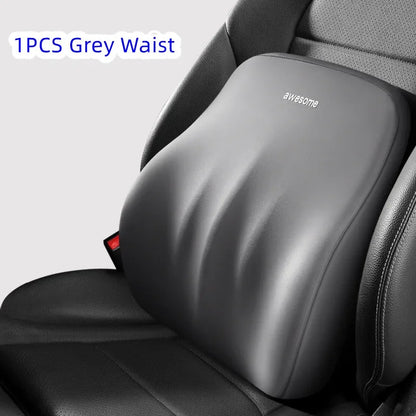 Memory Foam Car Lumbar & Neck Pillow – Universal Back Support Cushion