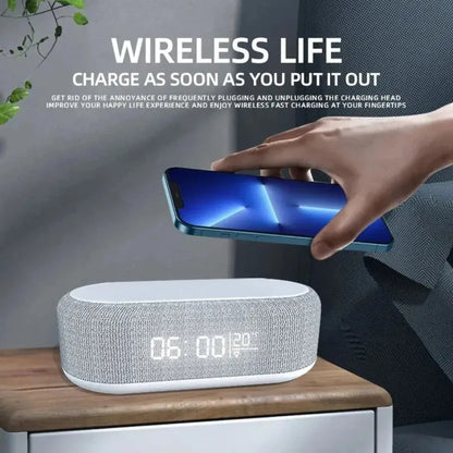 Wireless Charging Alarm Clock – LED Night Light & Thermometer