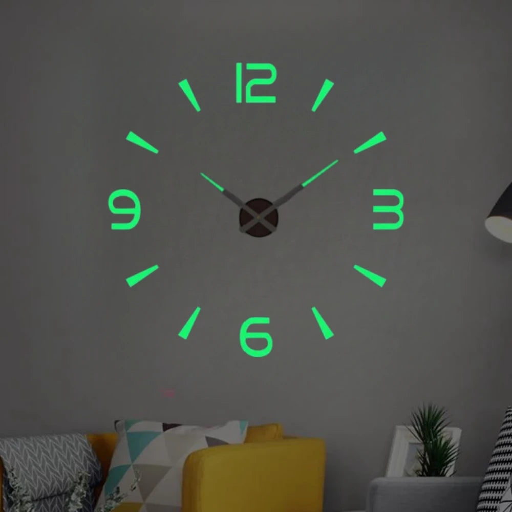 Large 3D Luminous Acrylic Wall Clock – DIY European Style