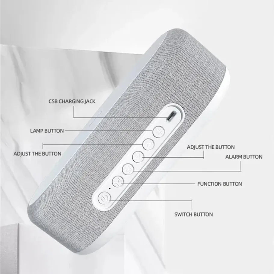 Wireless Charging Alarm Clock – LED Night Light & Thermometer