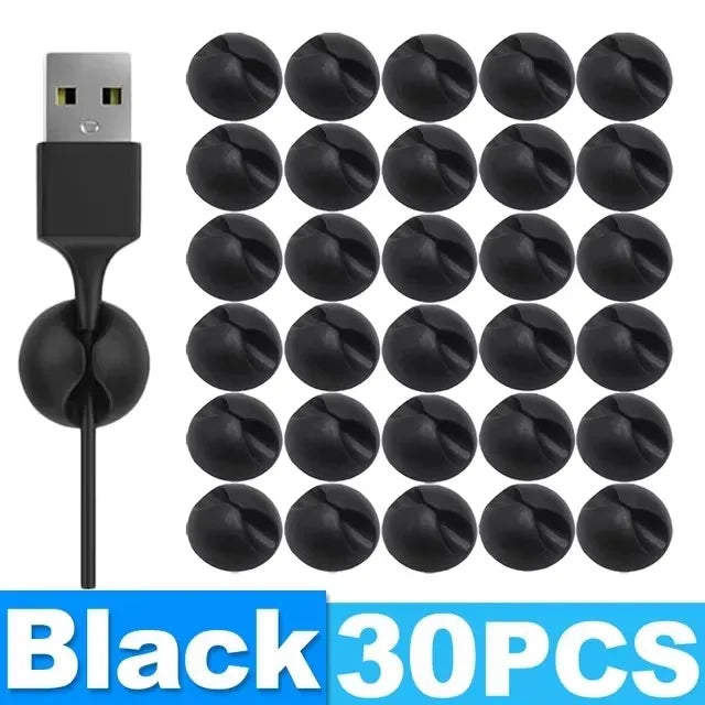 20/10PCS Self-adhesive Wire Fixer Cable Organizers Cable Holder Silicone Data Lines Desktop Management Compatible Clips Stickers