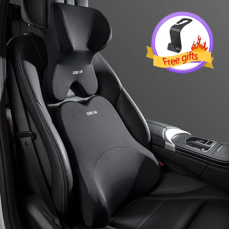 3D Memory Foam Car Headrest & Lumbar Support Pillow