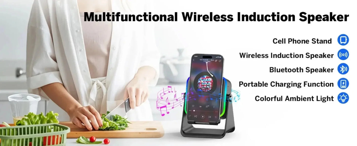 2-in-1 Phone Stand & Bluetooth Speaker with RGB Light