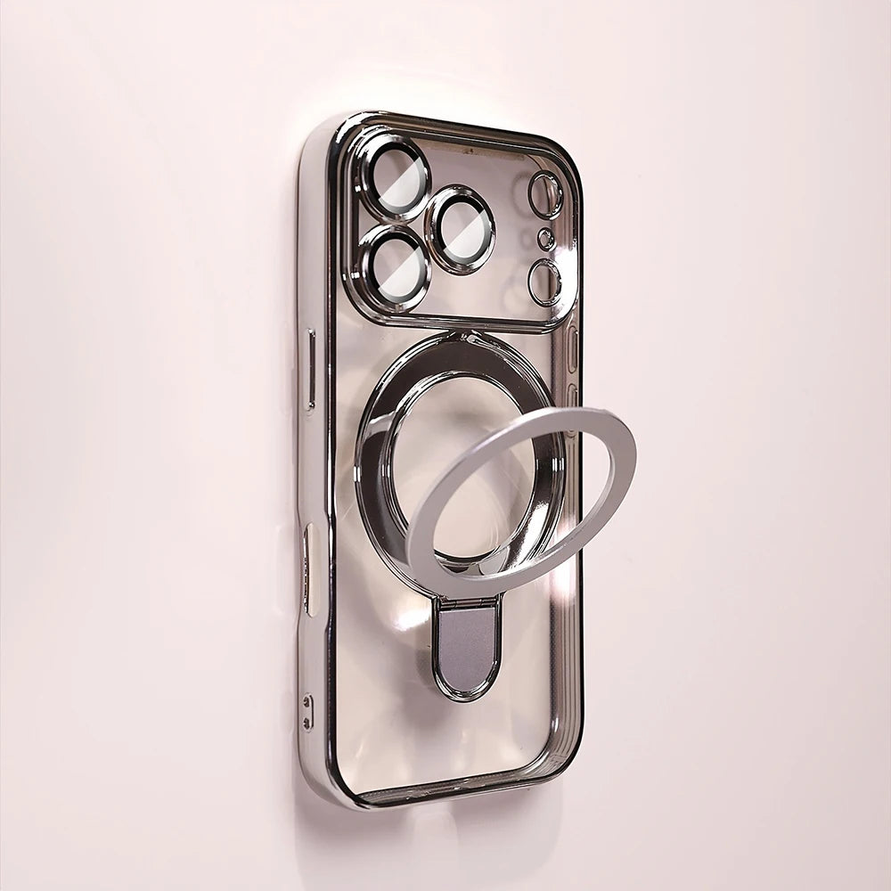 Luxury Plating Magnetic Bracket Phone Case For iPhones