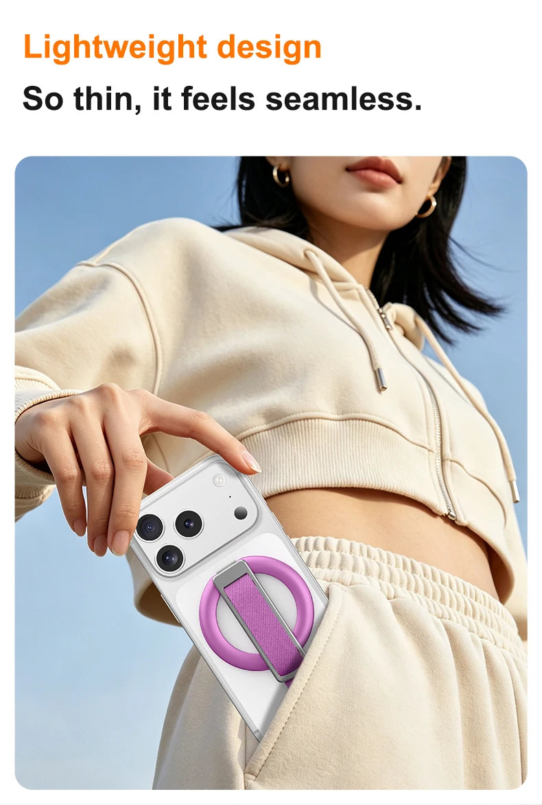 Magnetic Wrist Strap Phone Holder with 360° Ring Stand