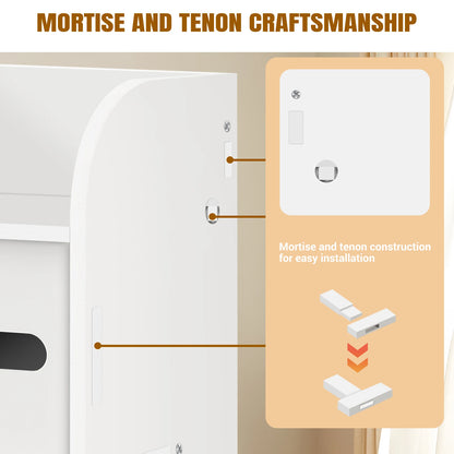 Bathroom Cabinet Unit with Door and Toilet Paper Holder, PVC Material, Slim, Floor Standing, Easy to Assemble, 80x15x17cm