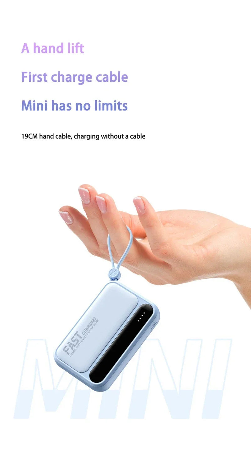 2026 500000mAh 4-in-1 Power Bank With Large Capacity Built-in Cable Digital Display Light Portable And Multifunctional Battery
