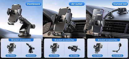 Joyroom 360° Car Phone Holder Mount – Dashboard, Air Vent & Curved Rod (JR-ZS259)