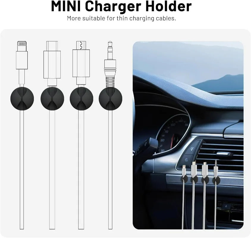 20/10PCS Self-adhesive Wire Fixer Cable Organizers Cable Holder Silicone Data Lines Desktop Management Compatible Clips Stickers