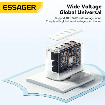 Essager 100W GaN Travel Charger – 3x USB-C & 1x USB-A Fast Charging