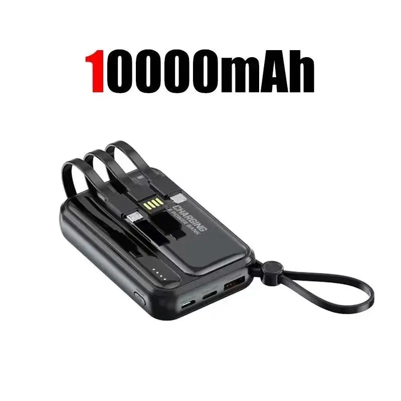 2026 500000mAh 4-in-1 Power Bank With Large Capacity Built-in Cable Digital Display Light Portable And Multifunctional Battery