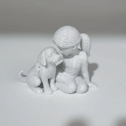 Girl and Puppy Sculpture – Cute Pet Lover Decorative Ornament