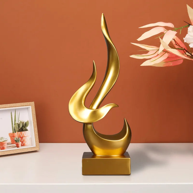 Abstract Flame Bird Sculpture – Resin Desk & Shelf Ornament