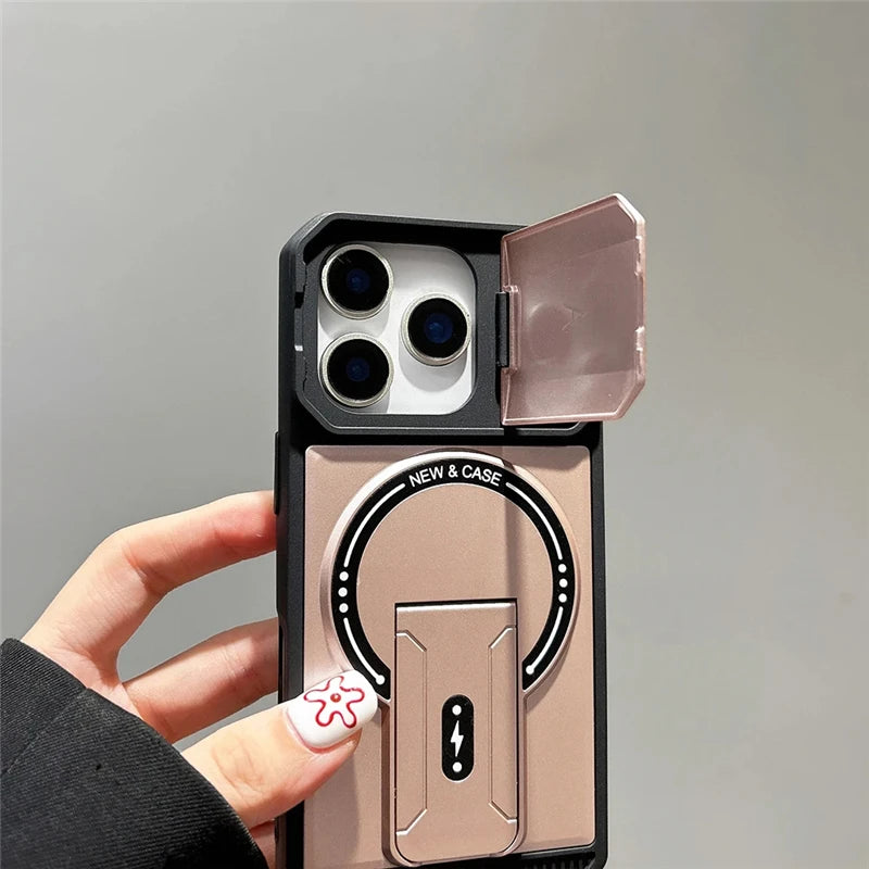 Bracket Holder Lens Protection For Magsafe Case For iPhone 17 16 13 15 14 11 12 Pro Max Plus 16e Shockproof Cases For iPhone Air