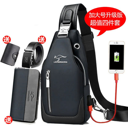Men's Chest Bag New Fashion Korean Style Casual Sports Water Proof Oxford Chest Crossbody Bags for Men Shoulder Messenger Bag