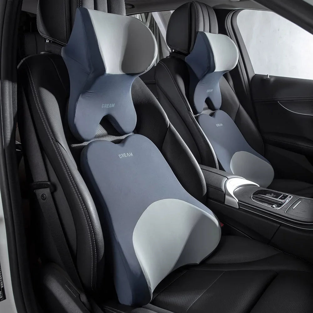 3D Memory Foam Car Headrest & Lumbar Support Pillow