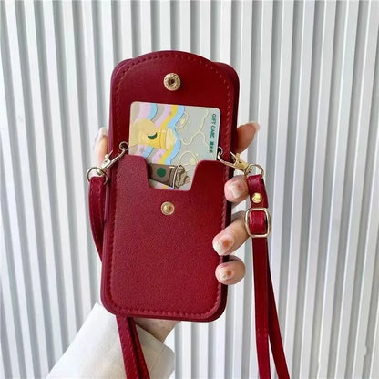 Love Wallet Lanyard Case for iPhone 17 Pro Max 17Air 11 12 13 15 Pro 16 14 Plus Crossbody Strap Fashion Leather Cute Bag Cover