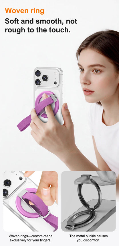Magnetic Wrist Strap Phone Holder with 360° Ring Stand