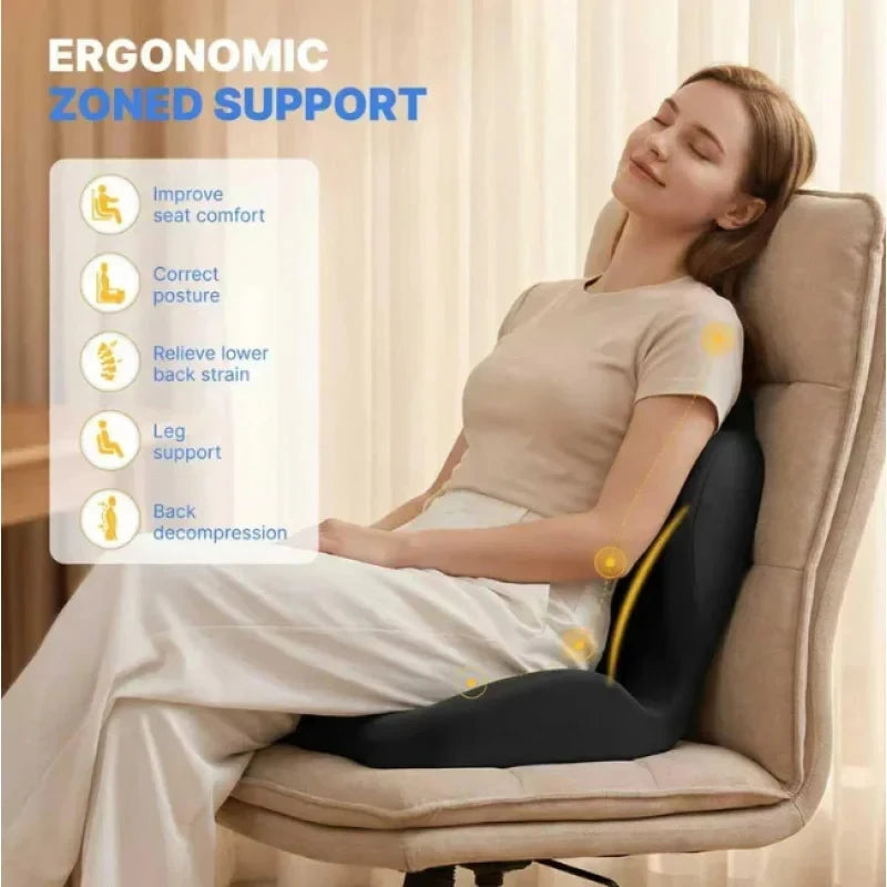 Ergonomic Memory Foam Seat Cushion with Lumbar Support Orthopedic Back Tailbone Sciatica Pain Relief for Office Chair Car