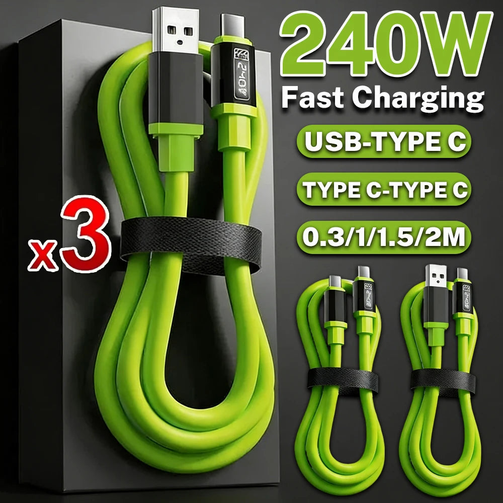 USB-C Fast Charging Cable 3-Pack – PD, Data Sync, 0.3m to 2m