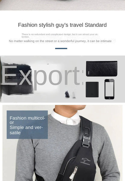 Men's Chest Bag New Fashion Korean Style Casual Sports Water Proof Oxford Chest Crossbody Bags for Men Shoulder Messenger Bag